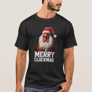 T-shirt Drôle poulet Père Noël ferme Oiseaux de Noël Humou