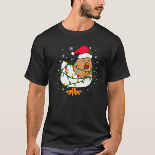 T-shirt Drôle Poulet Père Noël Joyeux Arbre de Noël Lumièr