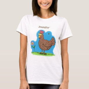 T-shirt Drôle poulet rustique whimsical dessin animé
