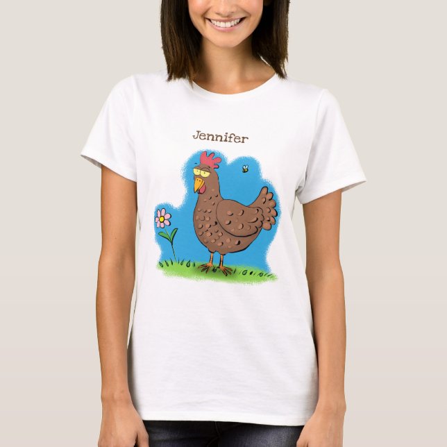 T-shirt Drôle poulet rustique whimsical dessin animé (Devant)