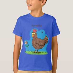 T-shirt Drôle poulet rustique whimsical dessin animé