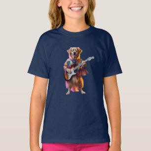 T-shirt drôle pour enfants Rock Star Golden Retrie