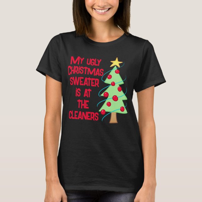 T-shirt drôle pour femmes avec un pull de Noël moc (Devant)