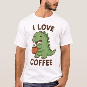T-shirt drôle pour hommes "J'aime le café" dinosau