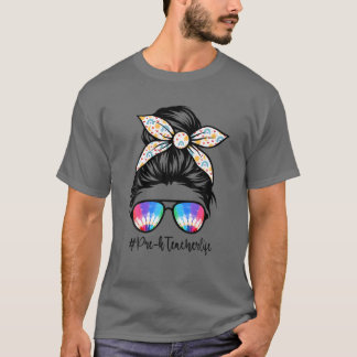 T-shirt Drôle Pré K Life Bun Retour À L'École S 1Er Jour D