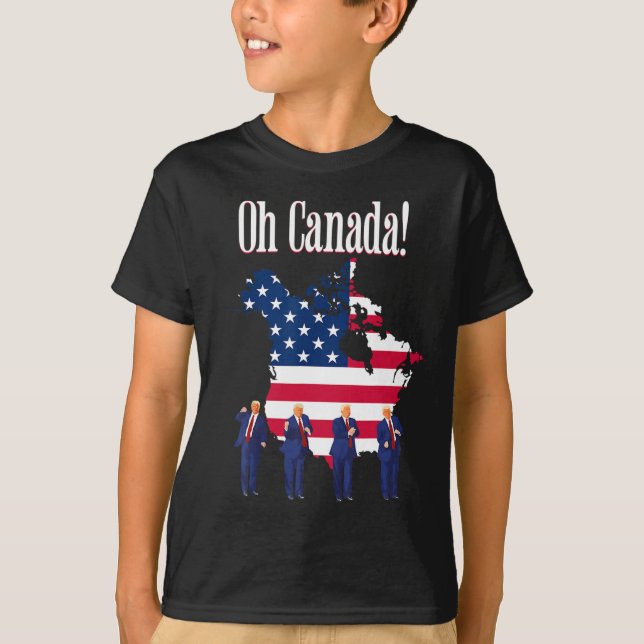 T-shirt Drôle Président Trump Disant Oh Canada Carte Améri (Devant)