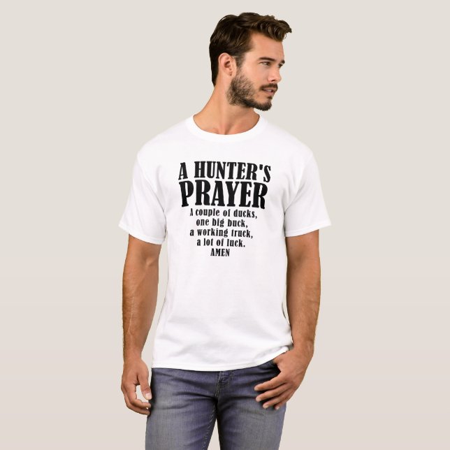 T-shirt drôle Prière du chasseur (Devant entier)