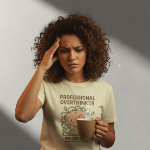 T-shirt Drôle professionnel Overthinker Cartoon de cerveau