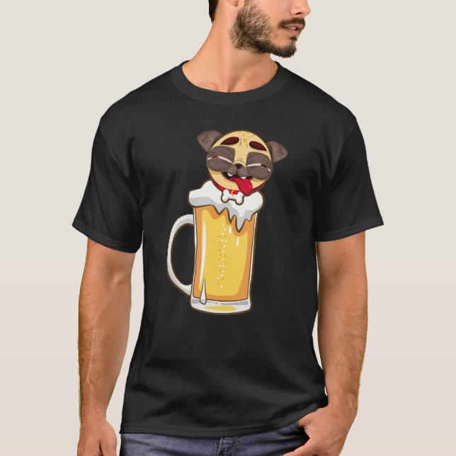 T-shirt Drôle Propriétaire de la bière Chien Carlin Beer P (Devant)