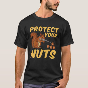 T-shirt Drôle Protégez Vos Nuts Cadeau Cool Écureuil Pour