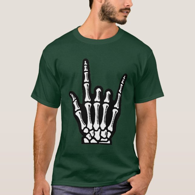 T-shirt Drôle Punk Rock Squelette Cool Rocker Halloween Ho (Devant)