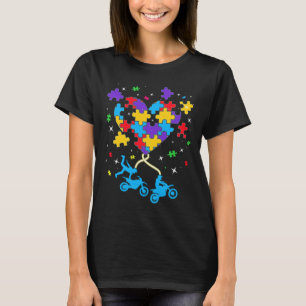 T-shirt Drôle Puzzle Heart Motocross Sensibilisation sur l