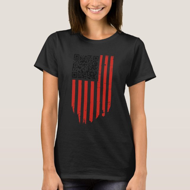T-shirt Drôle Qr Trump Danser Code Danse Rouge Et Blanc (Devant)