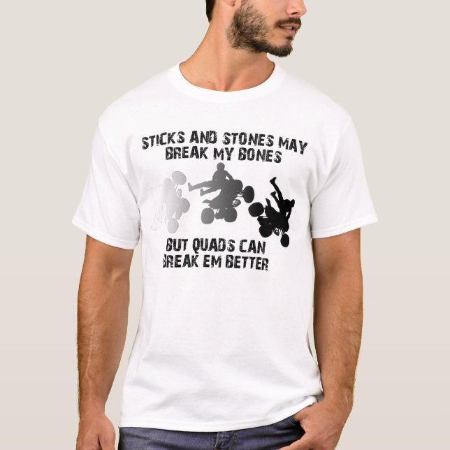 T-shirt drôle quad VTT Bâtons et pierres (Devant)