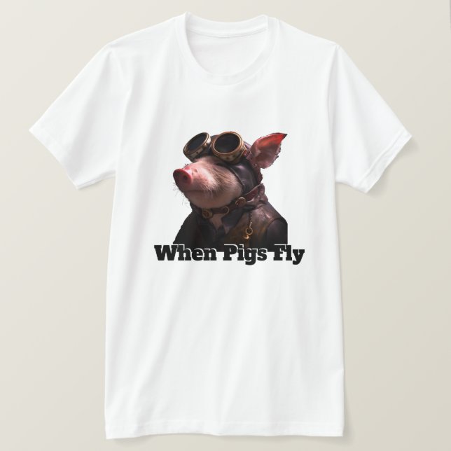 T-shirt Drôle quand les porcs volent (Design devant)