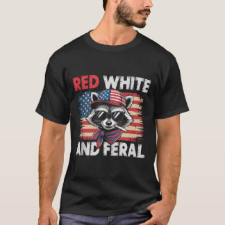 T-shirt Drôle Raccoon 4 juillet Patriotique Mignonne Rouge