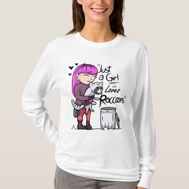 T-shirt Drôle Raccoon Cadeau Enfants Cool Juste Une Fille  (Devant)