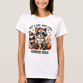 T-shirt Drôle Raccoon Citrouille chute d'épices