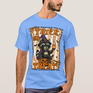 T-shirt Drôle Raccoon Halloween Matching Trick Ou Treat Me