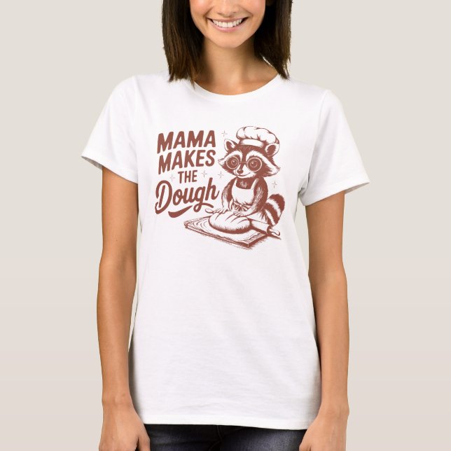 T-shirt Drôle Raccoon Mama fait cuire la toux (Devant)