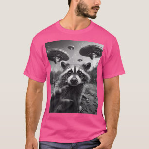T-shirt Drôle Raccoon Ufo