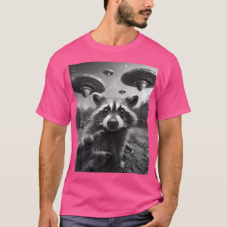 T-shirt Drôle Raccoon Ufo
