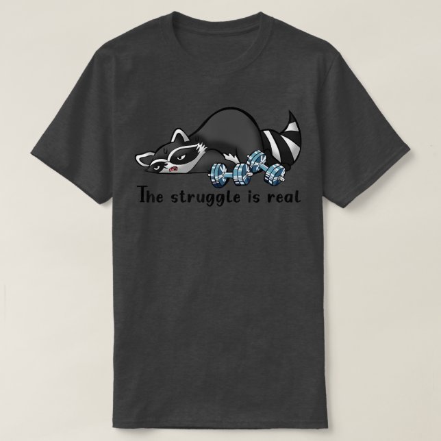 T-shirt Drôle Racon Exercice Lutte Trashed Racoon Panda (Design devant)