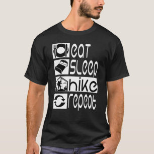 T-shirt Drôle Randonnée Manger Dormir Randonnée Répéter Fu