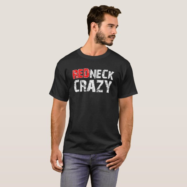 T-shirt drôle Redneck noir (Devant entier)