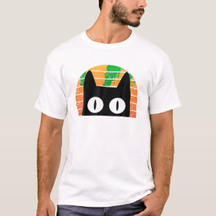 T-shirt drôle regard noir chat vintage amoureux des chats 