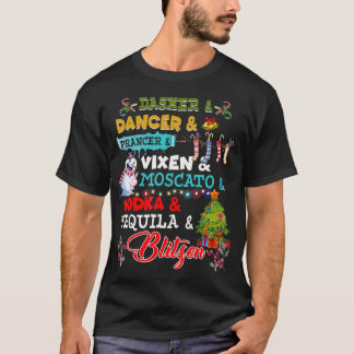 T-shirt Drôle Reindeer Alcool Noms de fête de Noël Boisson