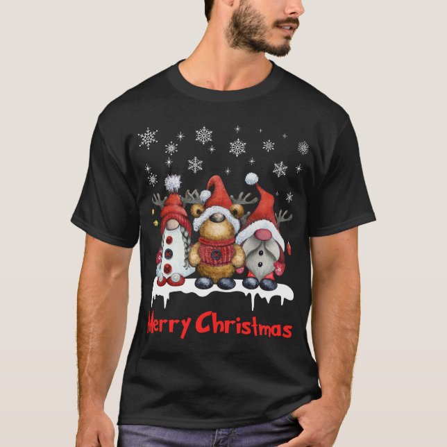 T-shirt Drôle Reindeer Gnomes Noël (Devant)