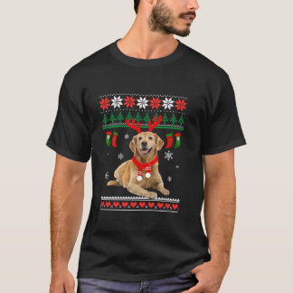 T-shirt Drôle Reindeer Golden Retriever Gol de Noël moche