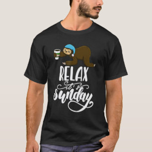 T-shirt Drôle Relax C'est Dimanche Tête Endormie Paresseu