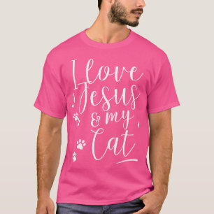 T-shirt Drôle Religeux J'Aime Jésus Et Mon Chat