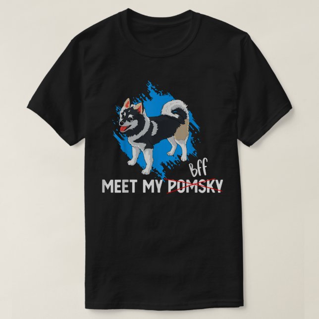 T-shirt Drôle Rencontrez Mon BFF Pomsky Pet Dog Propriétai (Design devant)