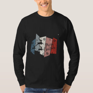 T-shirt Drôle renne Vintage Joyeux Noël Graphique Xma
