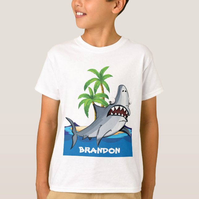 T-shirt Drôle requin de plage ajouter le nom (Devant)
