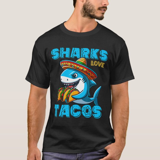 T-shirt Drôle Requin Mexicain Manger Tacos Nourriture Requ (Devant)