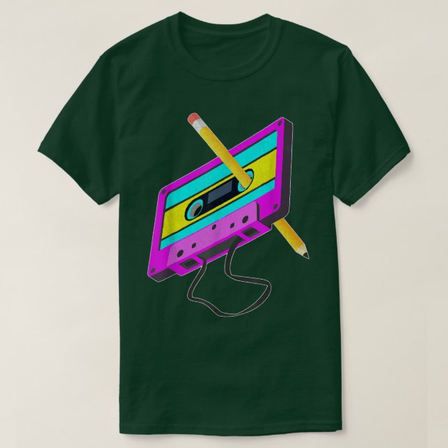 T-shirt Drôle Retro 80s Cassette Tape Penser Mus (Design devant)