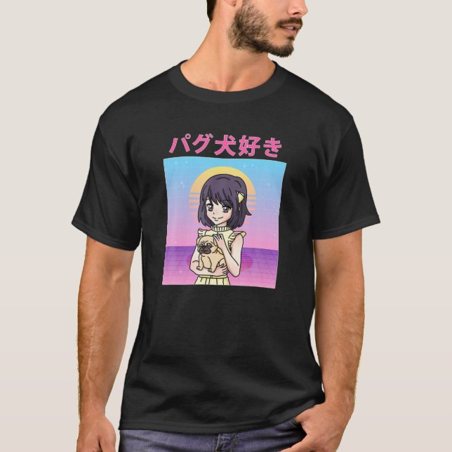 T-shirt Drôle Retro 90S Japonais Kawaii Anime fille Carlin (Devant)