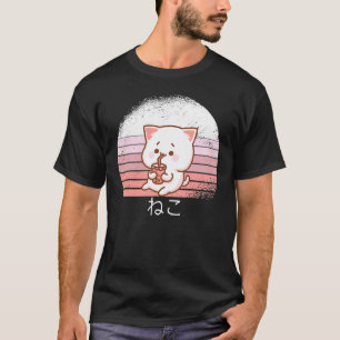 T-shirt Drôle Rétro Années 90 Chat Neko Japonais
