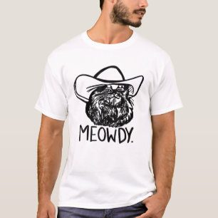 T-shirt Drôle Retro Chat Cowboy Meowdy Western Country Cha