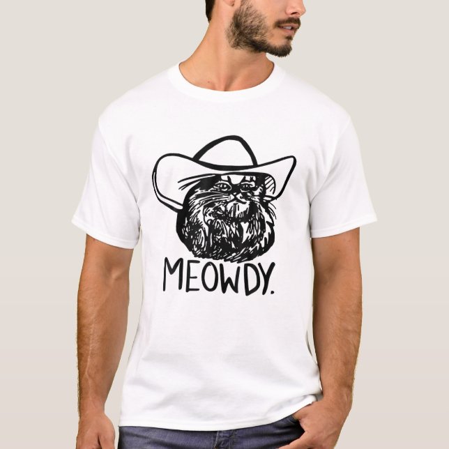 T-shirt Drôle Retro Chat Cowboy Meowdy Western Country Cha (Devant)