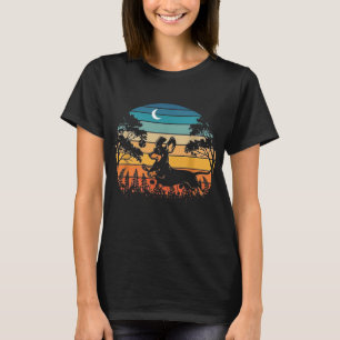 T-shirt Drôle Rétro Dachshund Vintage Coucher de soleil Sa
