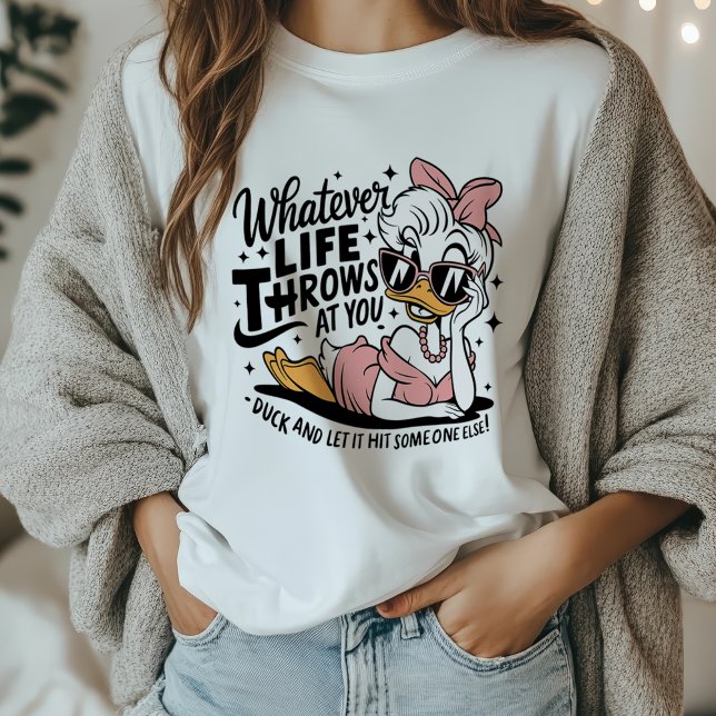 T-shirt Drôle Retro Girly Sassy Duck Vie Citation (Funny Retro Girly Sassy Duck Life Quote T-Shirt)