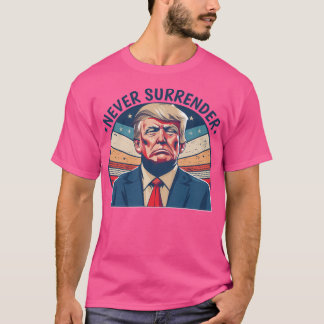 T-shirt Drôle Retro Libre Donald Trump Mugshot Jamais Surr