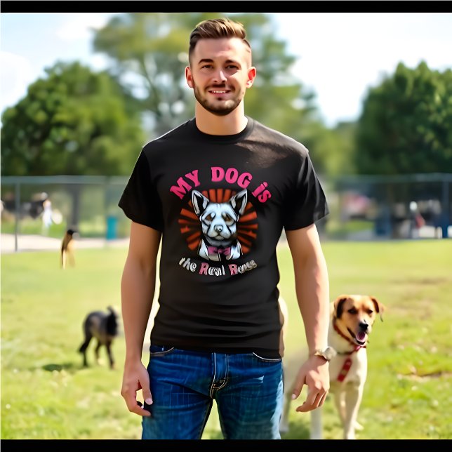 T-shirt Drôle Retro 'Mon chien est le vrai patron' (Funny Retro T-Shirt "My Dog Is The Real BOSS")
