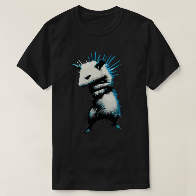 T-shirt Drôle rétro punk opossum street art (Design devant)