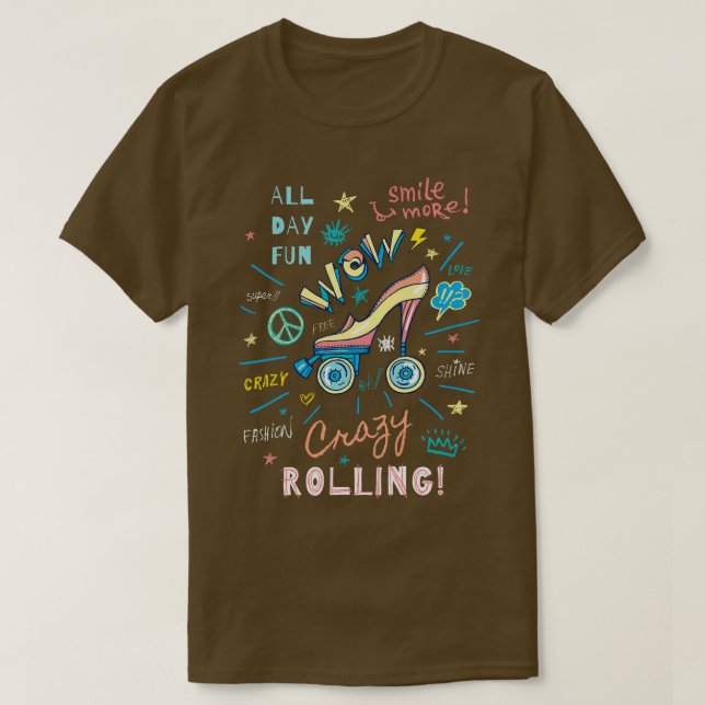 T-shirt Drôle Retro Rolling Patinage Pour Filles (Design devant)